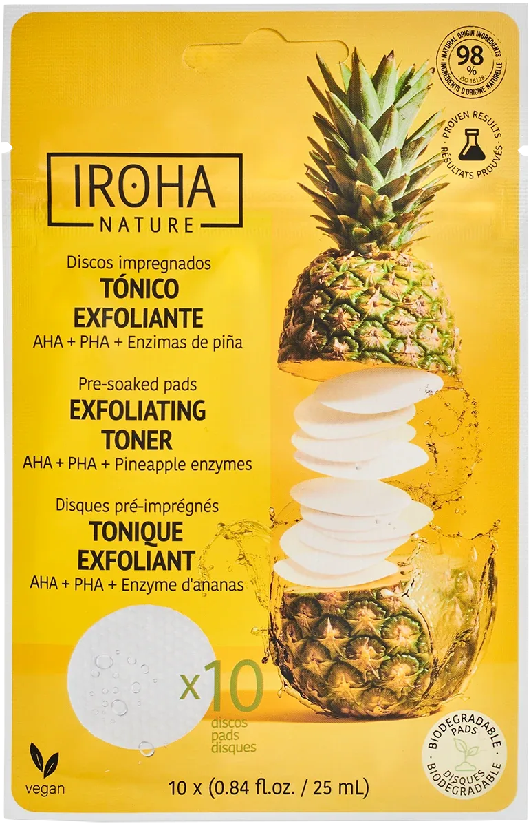 Iroha Nature Exfoliating Toner Pads AHA + PHA + Pinapple Enzymes 10 st Iroha Nature