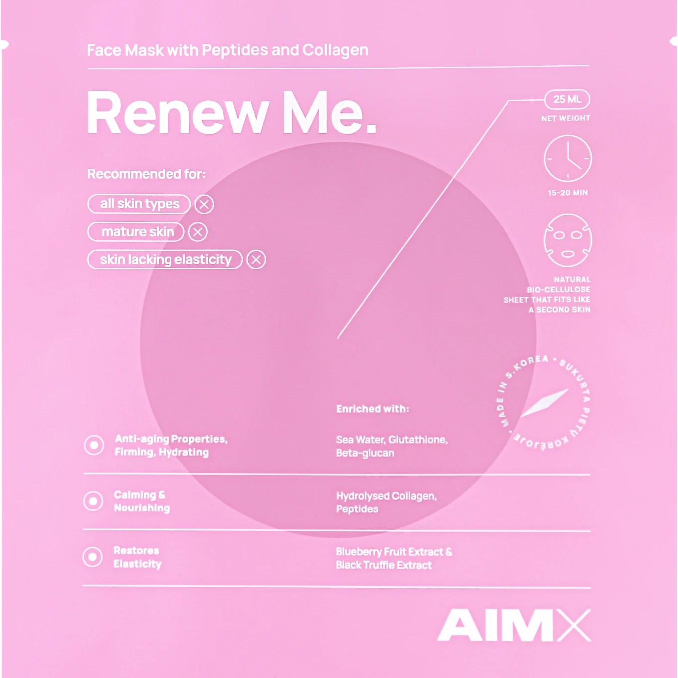 AIMX Renew Me Face Mask With Peptides And Collagen 25 ml AIMX