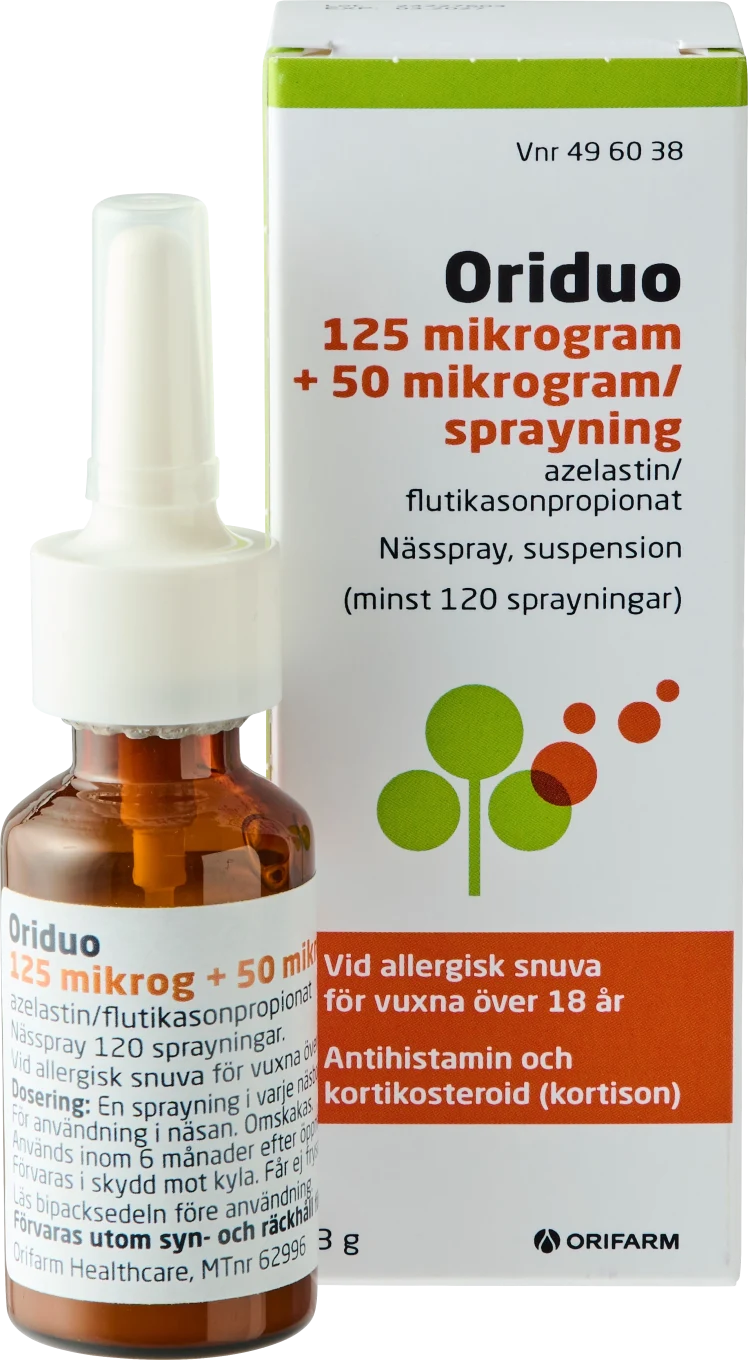 Oriduo nässpray, 125mikrogram+50mikrogram/sprayning, 120sprayningar Orifarm