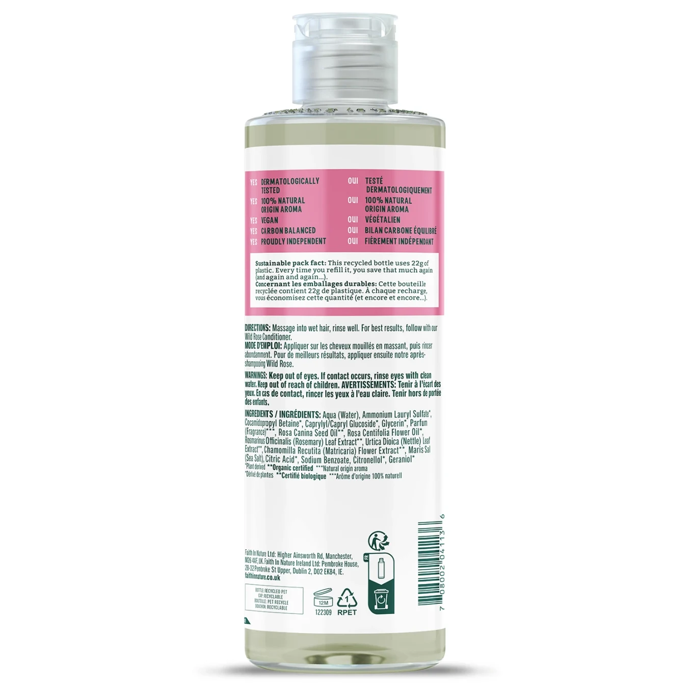 Faith in Nature Shampoo-Wild rose 400 ml Faith in Nature