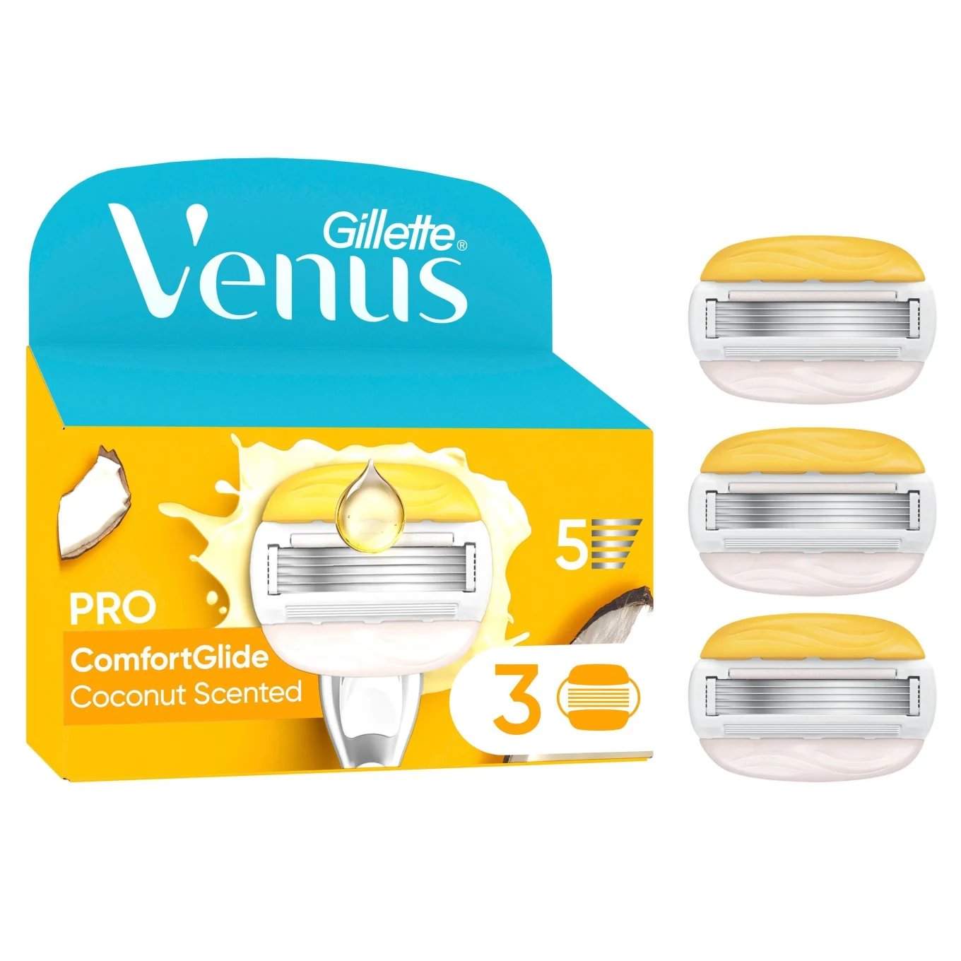 Gillette Venus Pro ComfortGlide Coconut & Olay Rakblad 3 st Gillette Venus