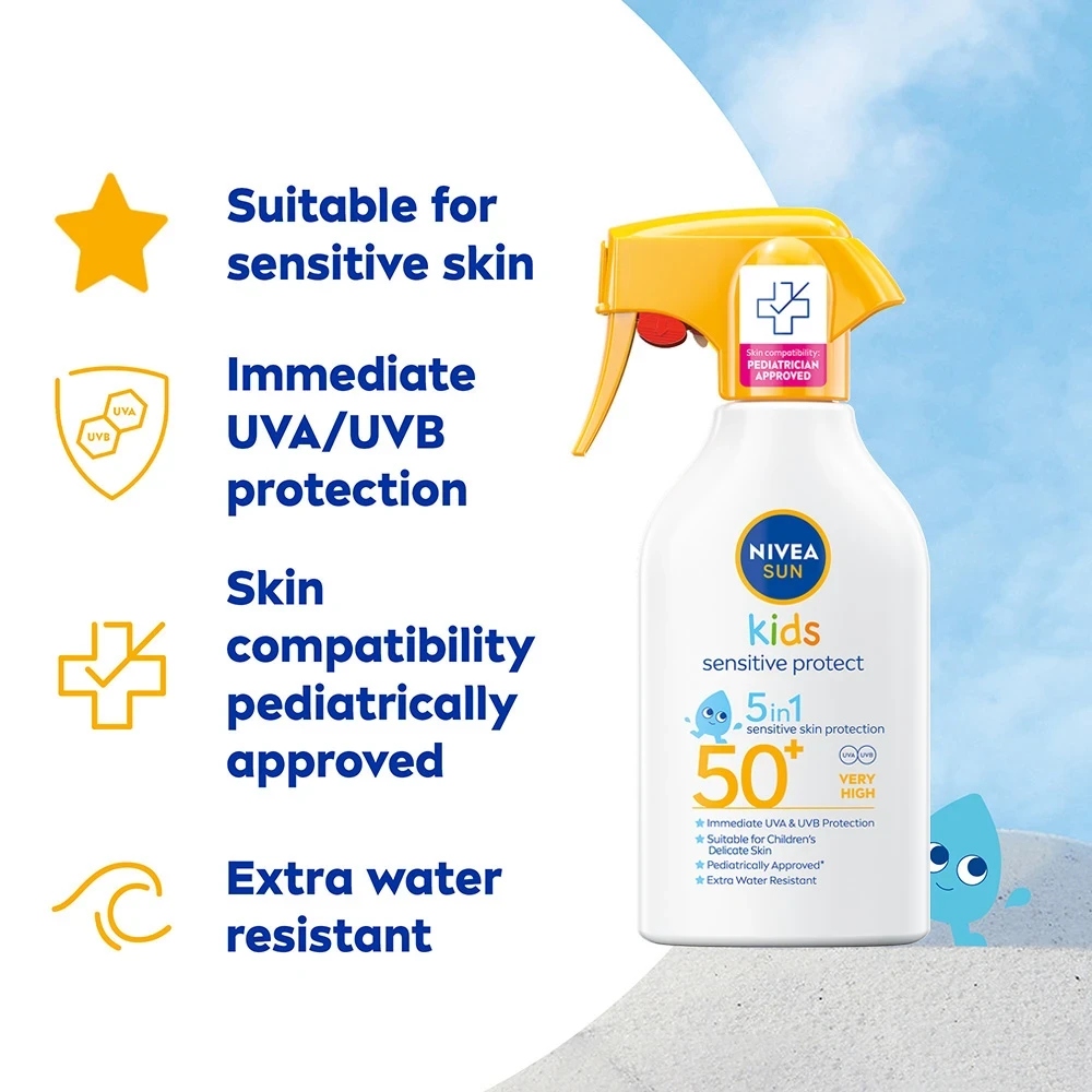 Nivea Sun Kids Sensitive Protect & Play Sun Trigger Spray SPF 50+, 270 ml Nivea