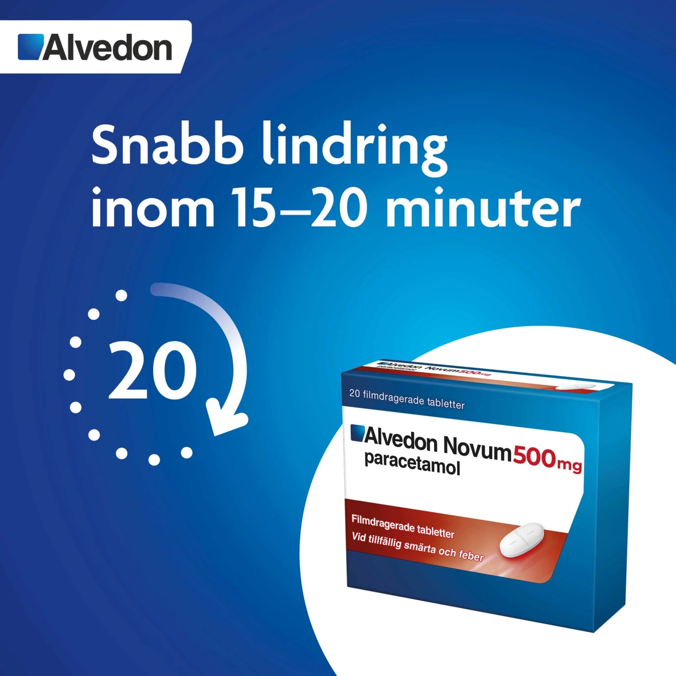 Alvedon Novum Filmdragerad tablett 500mg Blister, 20 st Alvedon