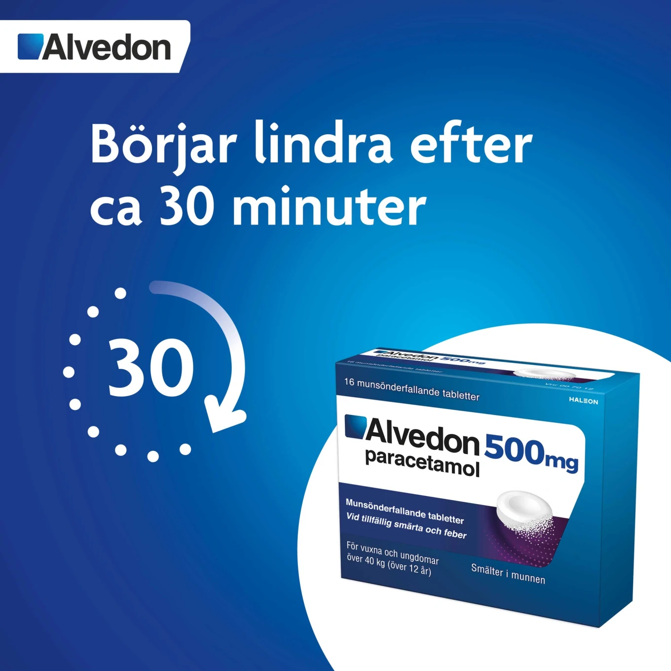 Alvedon munsönderfallande tablett 500 mg 16 st Alvedon