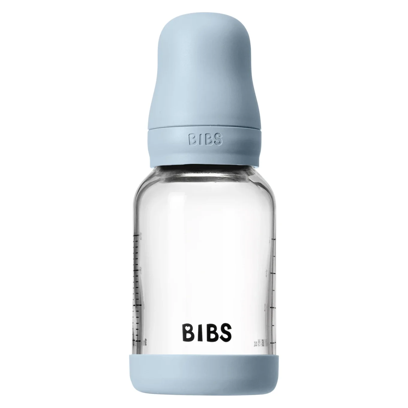 BIBS Glass Baby Bottle Round Latex Slow Flow 120 ml Baby Blue Bibs