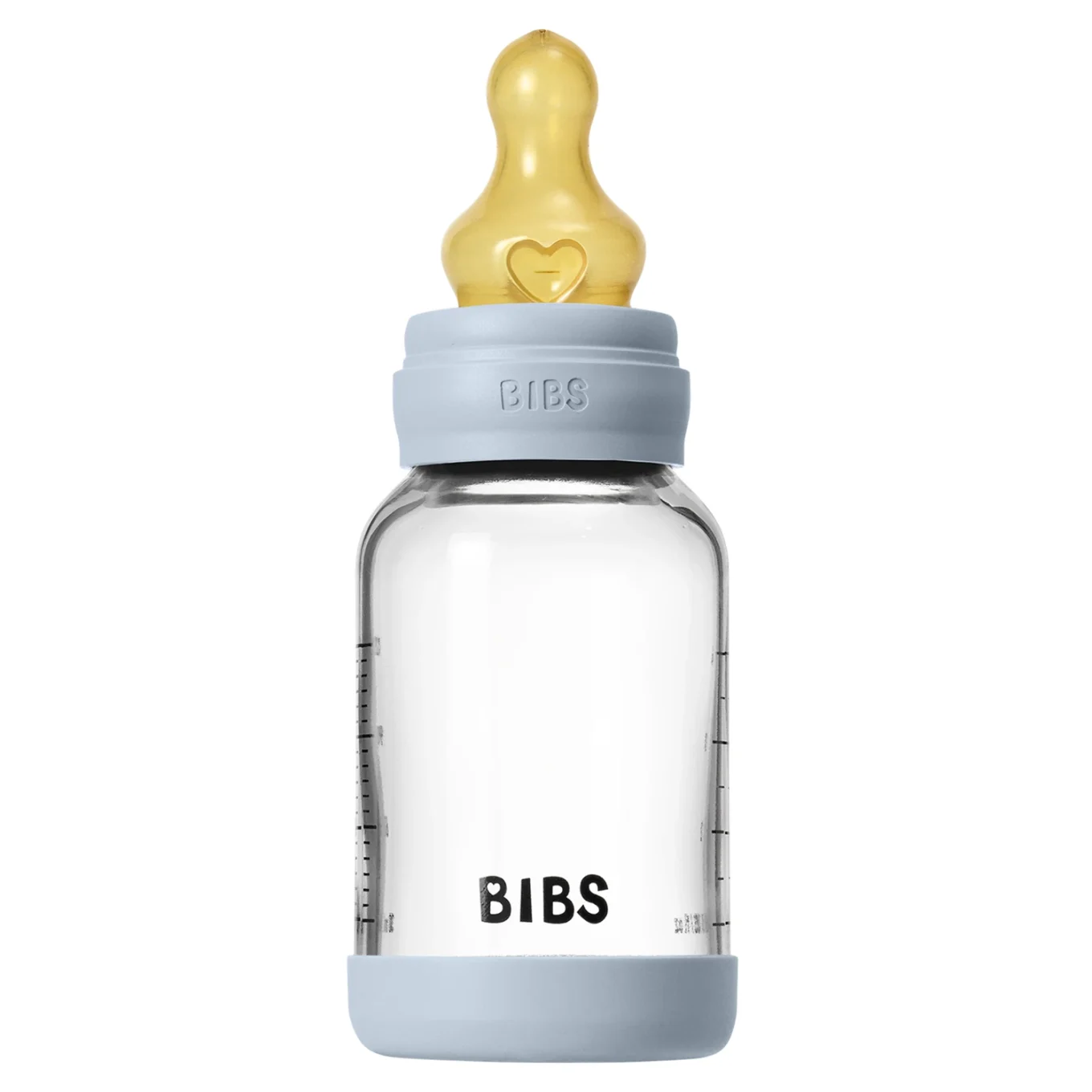BIBS Glass Baby Bottle Round Latex Slow Flow 120 ml Baby Blue Bibs