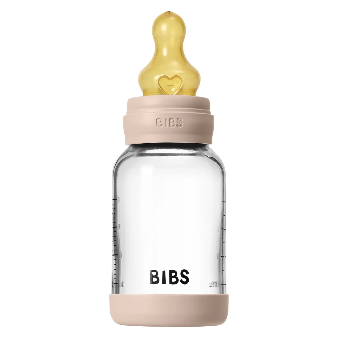 BIBS Glass Baby Bottle Round Latex Slow Flow 120 ml Blush Bibs