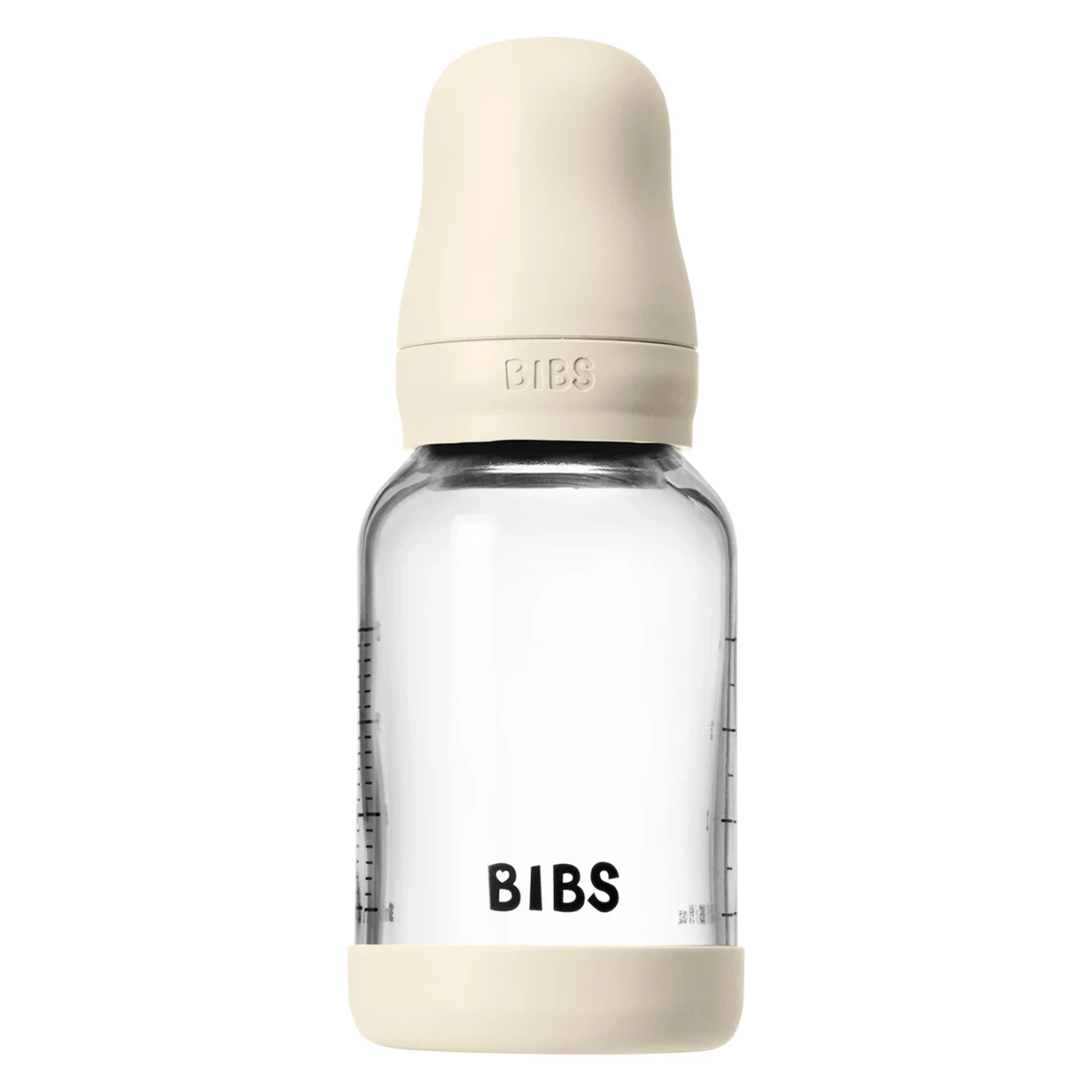 BIBS Glass Baby Bottle Round Latex Slow Flow 120 ml Ivory Bibs
