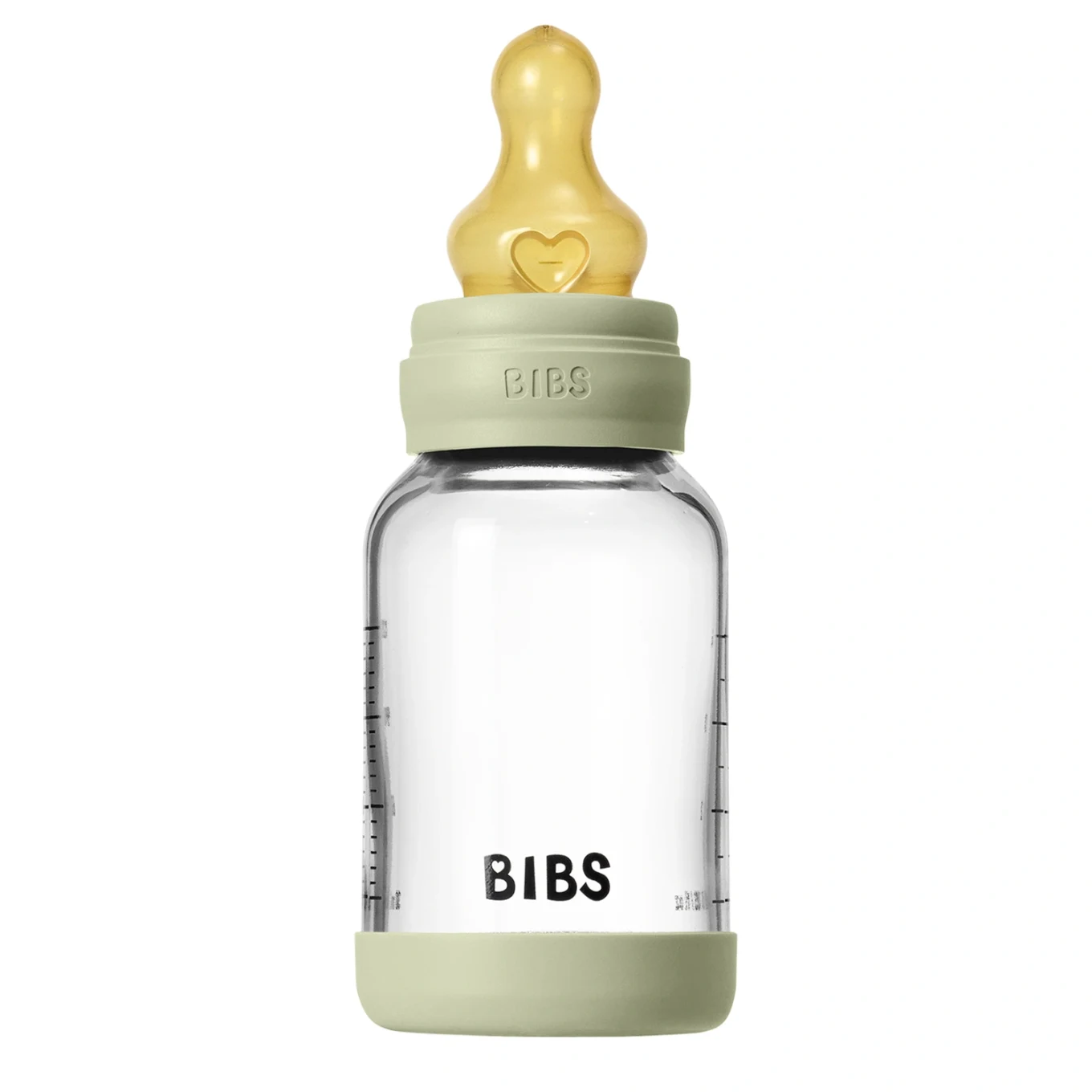 BIBS Glass Baby Bottle Round Latex Slow Flow 120 ml Sage Bibs