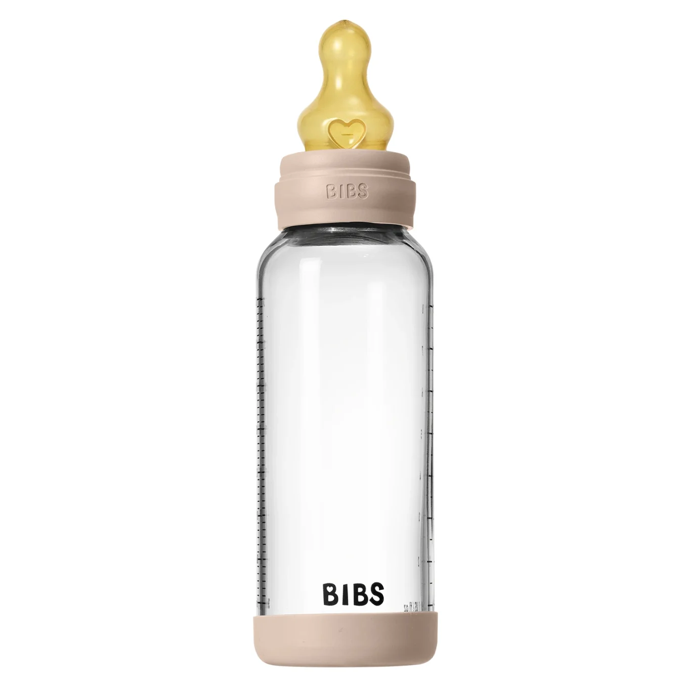 BIBS Glass Baby Bottle Round Latex Medium Flow 240 ml Blush Bibs