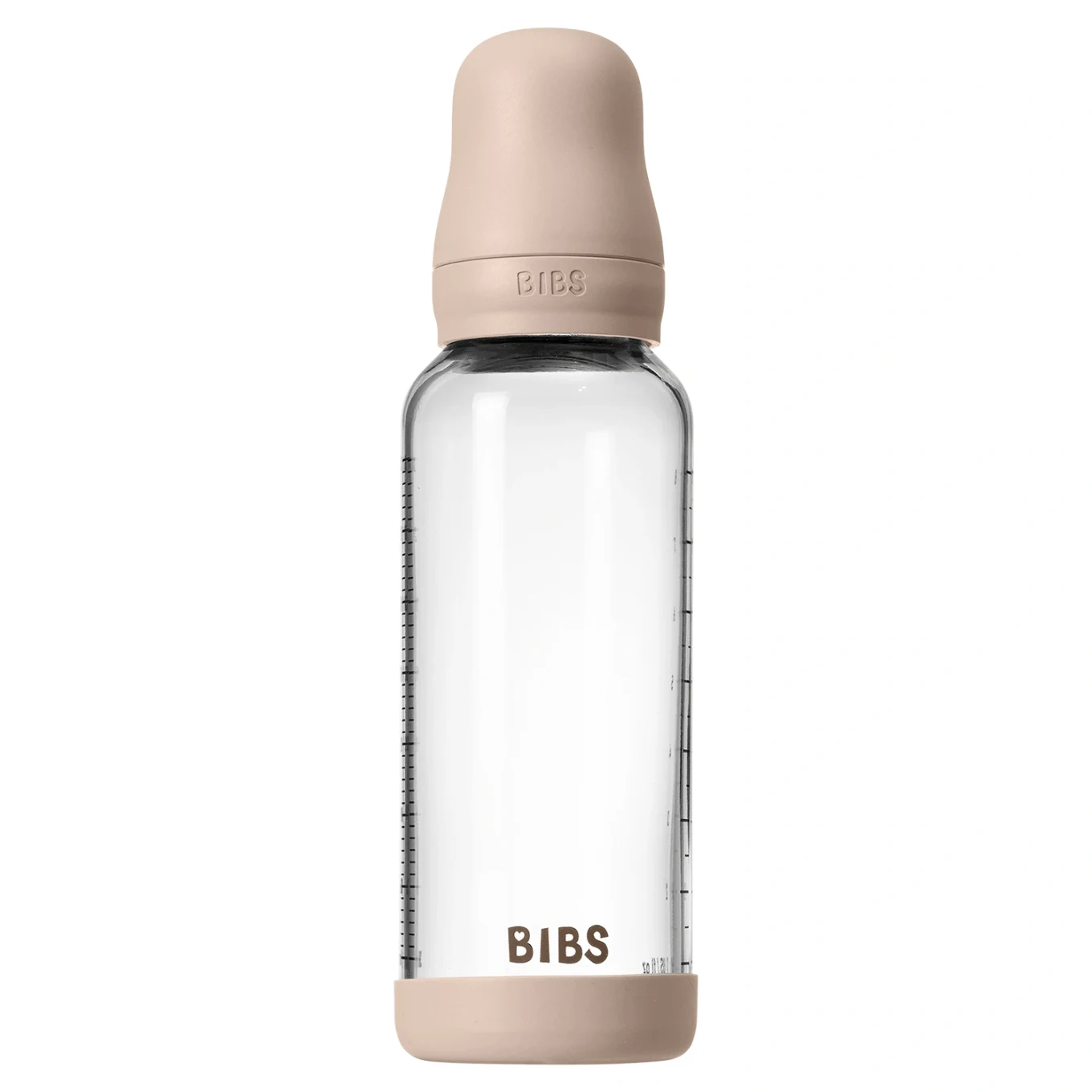 BIBS Glass Baby Bottle Round Latex Medium Flow 240 ml Blush Bibs