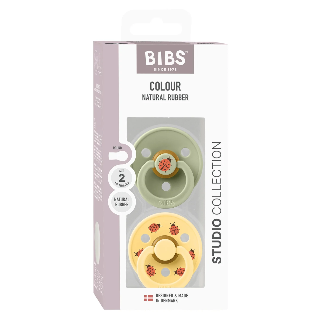 BIBS Napp Studio Colour Ladybug Latex Sage Mix 2-pack Size 2 Bibs