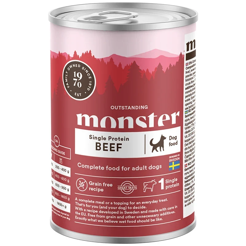 Monster Dog Adult Single Protein Beef Can 400 g Monster