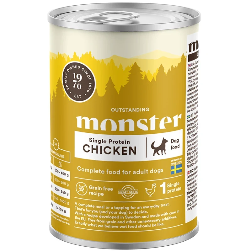 Monster Dog Adult Single Protein Chicken Can 400 g Monster