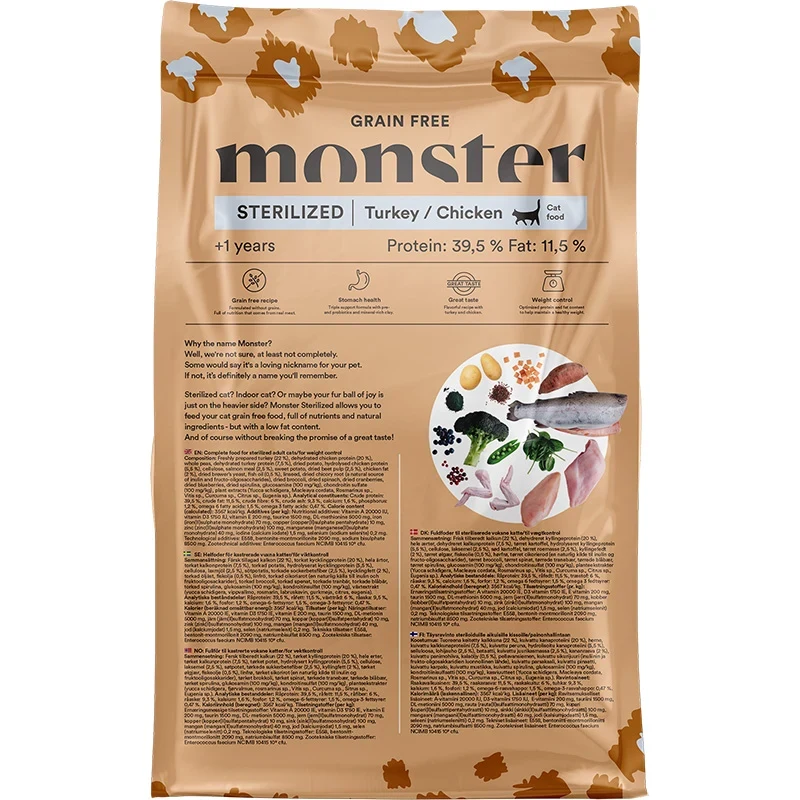 Monster Cat Grain Free Sterilized Turkey/Chicken 2 kg Monster