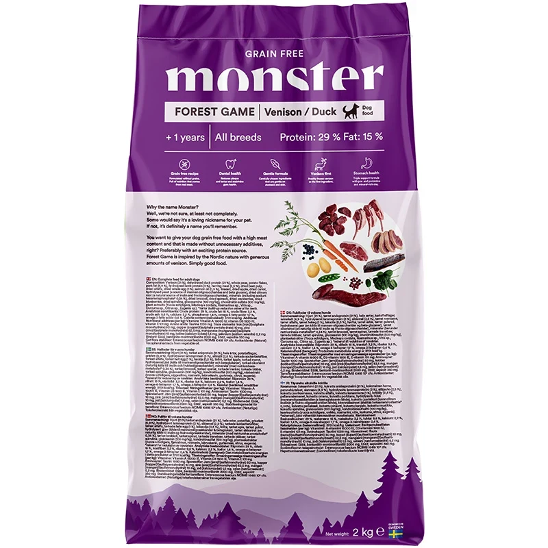 Monster Dog Grain Free Forest Game Venison/Duck 2 kg Monster
