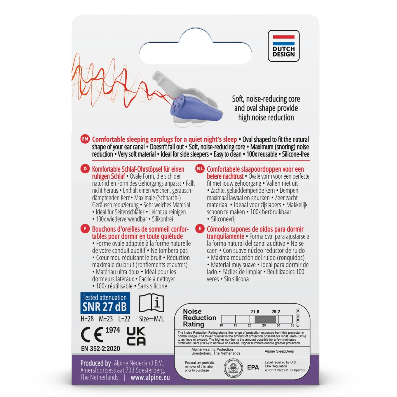 Alpine SleepDeep MultiSize Sleeping earplugs 2 par Alpine