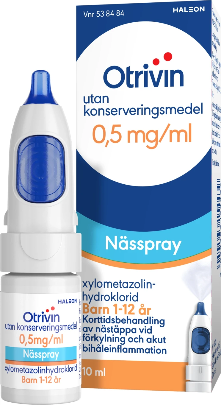 Otrivin Nässpray Utan Konserveringsmedel 0,5 mg/ml 10 ml Otrivin