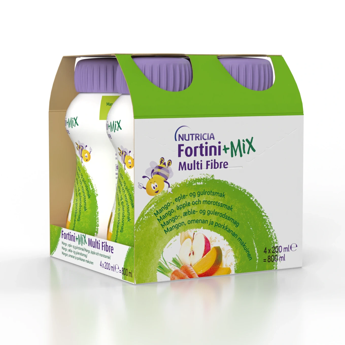 Fortini +Mix Multi Fibre Mango, Äpple och Morot 4x200 ml Fortini