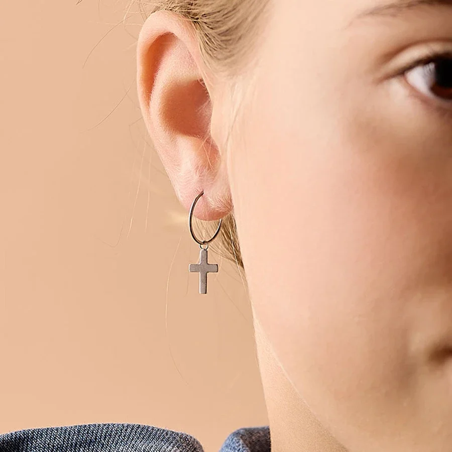 Blomdahl NT Ear Ring 14 mm Pendant Cross 11 mm Blomdahl