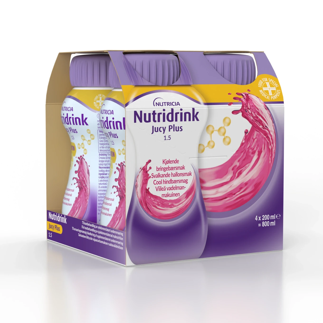 Nutridrink Jucy Plus Svalkande Hallon 4x200 ml Nutridrink