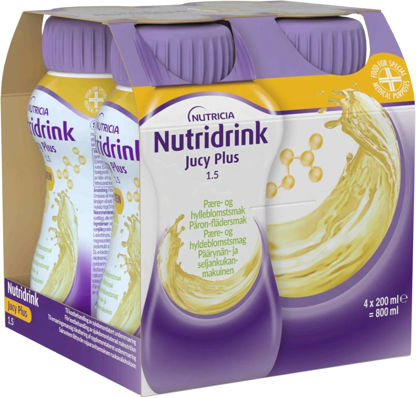 Nutridrink Jucy Plus Päron/Fläder 4x200 ml Nutridrink