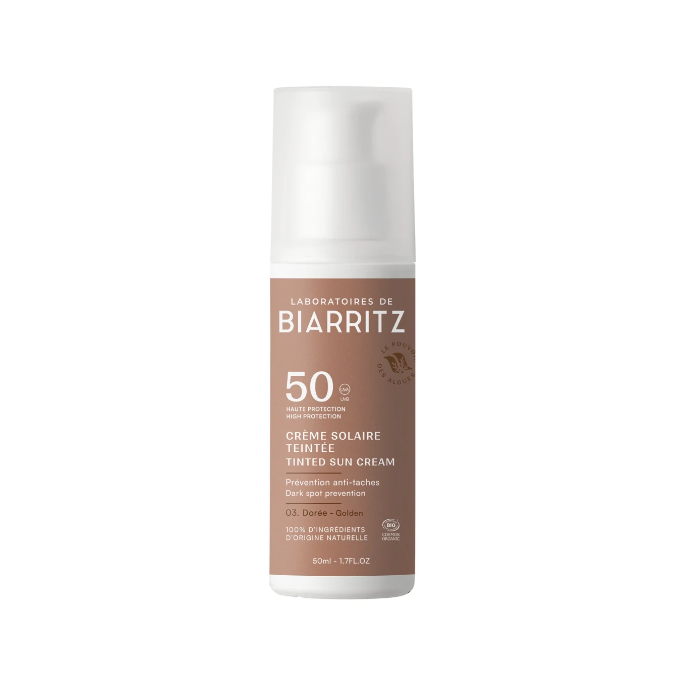 Laboratoires de Biarritz Alga Maris Tinted Face Sunscreen SPF 50, 50 ml Golden Laboratoires de Biarritz