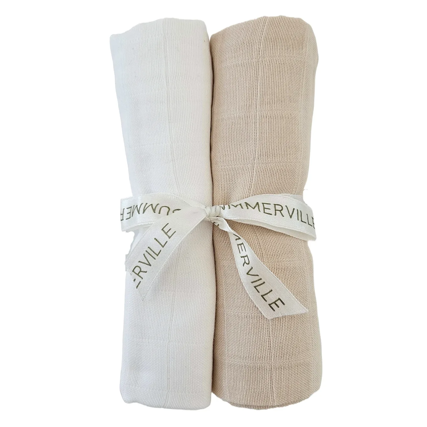 Summerville Organic Muslinfilt Sandshell + White 2-pack Summerville Organic