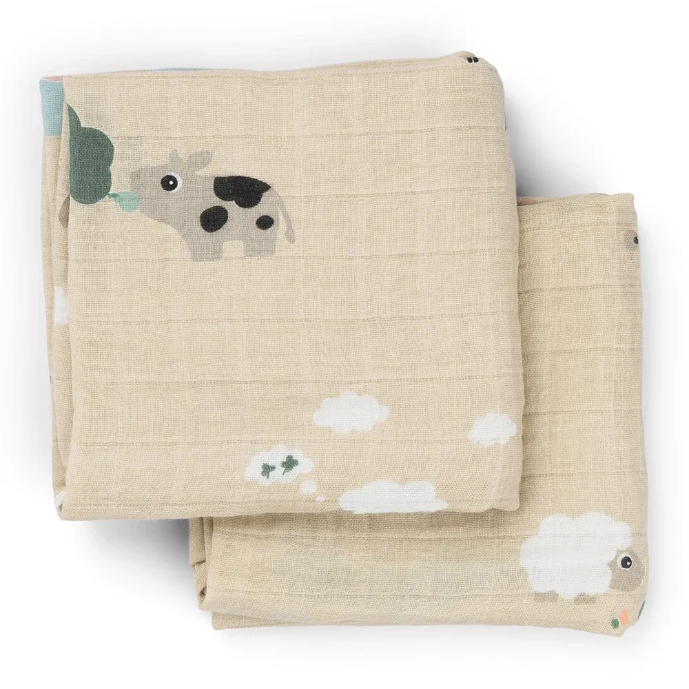 Done by Deer Burp Cloth Tiny Farm Sand 2-pack Done by Deer