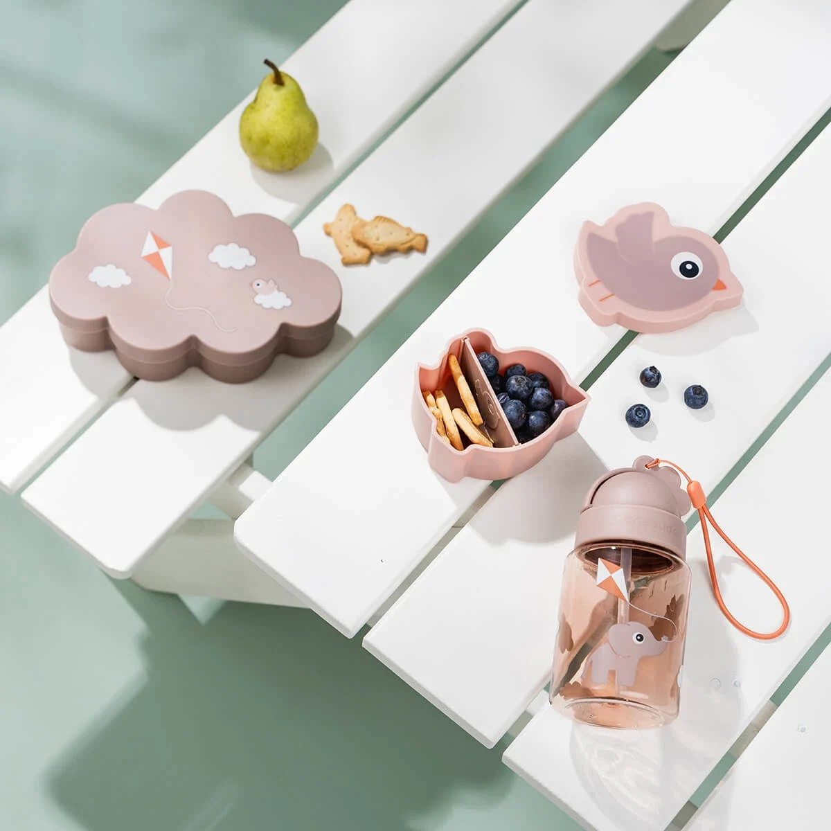 Done by Deer Lunch & Snack Box w/straw Bottle Playground Powder Done by Deer