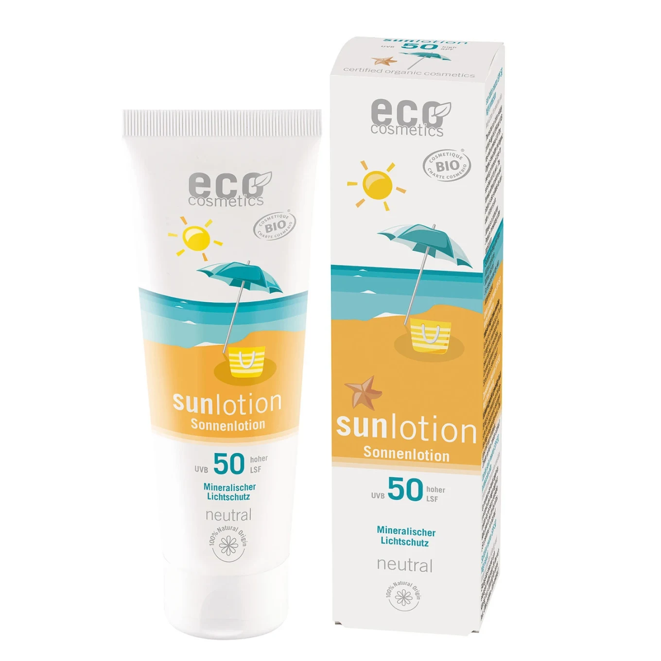 Eco Cosmetics Sollotion Neutral Sheasmör & Nattljus SPF 50, 125 ml Eco Cosmetics