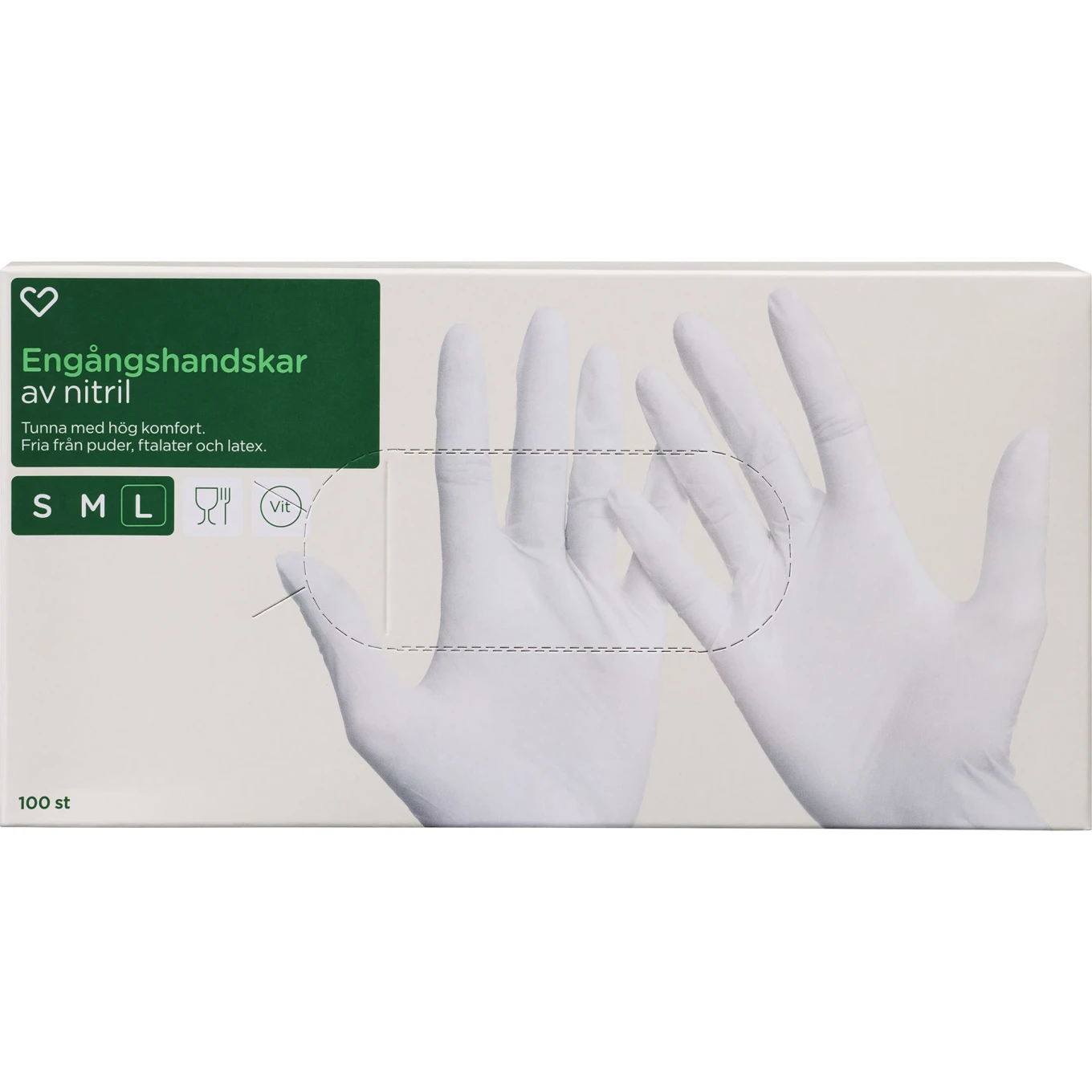 Hjärtats Engångshandskar Nitril 100-pack L Hjärtats