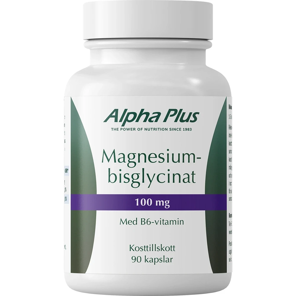 Alpha Plus Magnesiumbisglycinat 100 mg 90 kapslar Alpha Plus