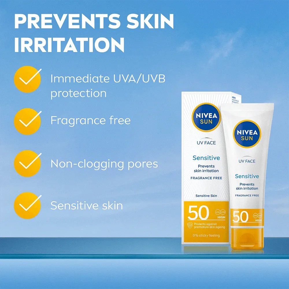 Nivea Sun UV Face Soothing Sensitive Cream SPF 50, 50 ml Nivea