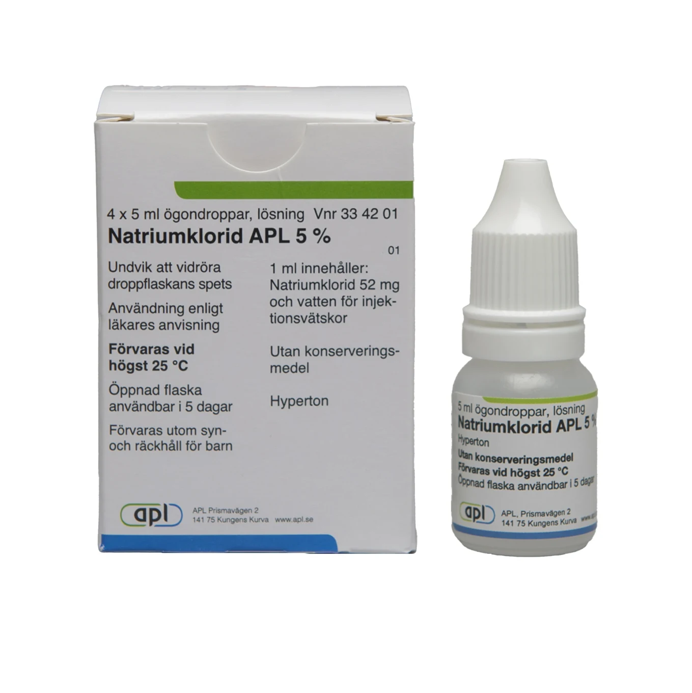 Natriumklorid APL ögondroppar lösning 5% 4x5 ml Apl