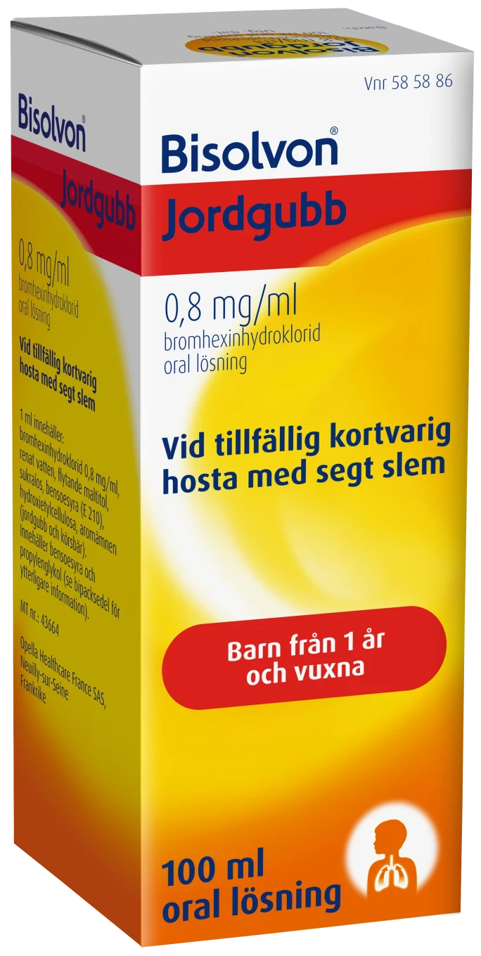 Bisolvon Jordgubb Oral lösning 0,8mg/ml Flaska 100 ml Bisolvon