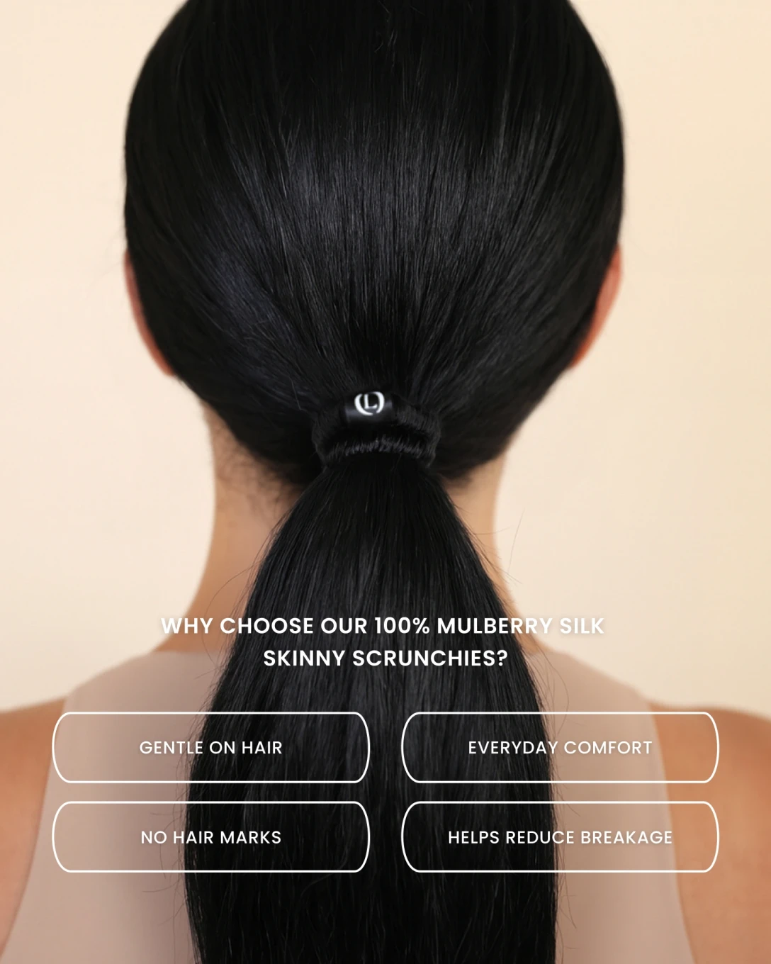 Lenoites Mulberry Silk Skinny Scrunchies Black Lenoites