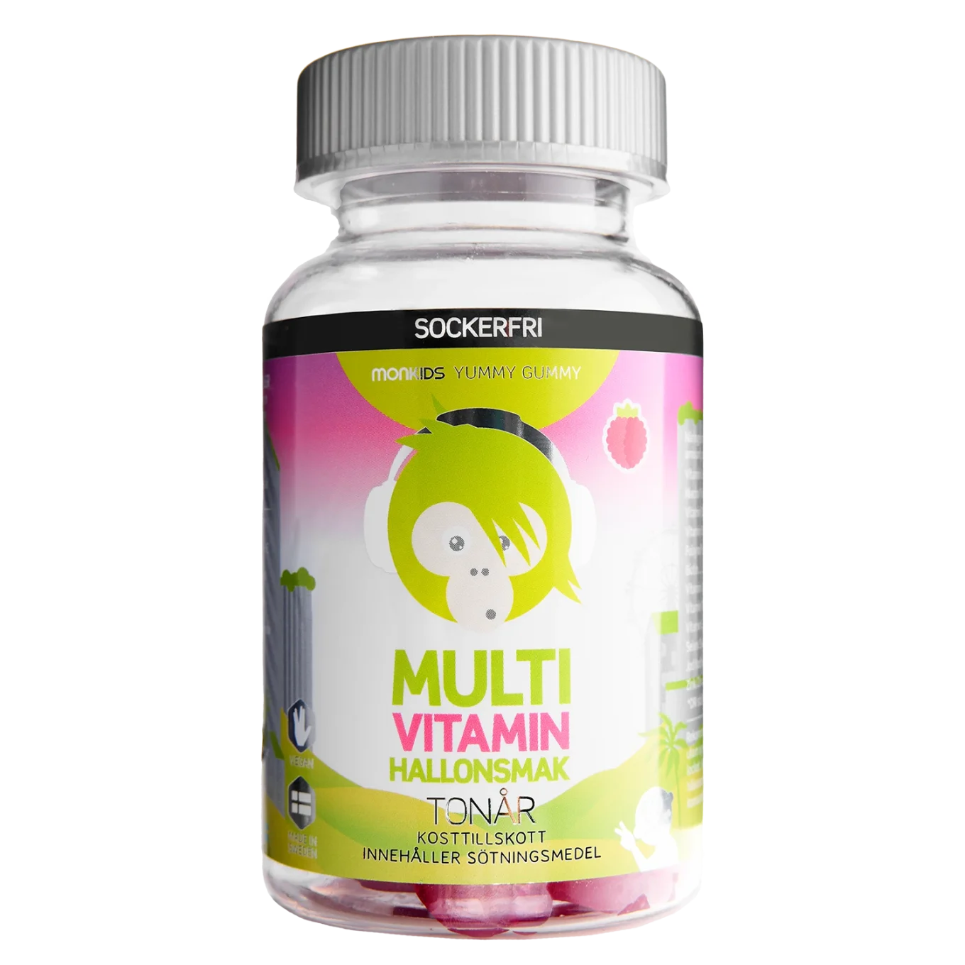 Monkids Multivitamin Sockerfri Tonår Hallon 60 st Monkids