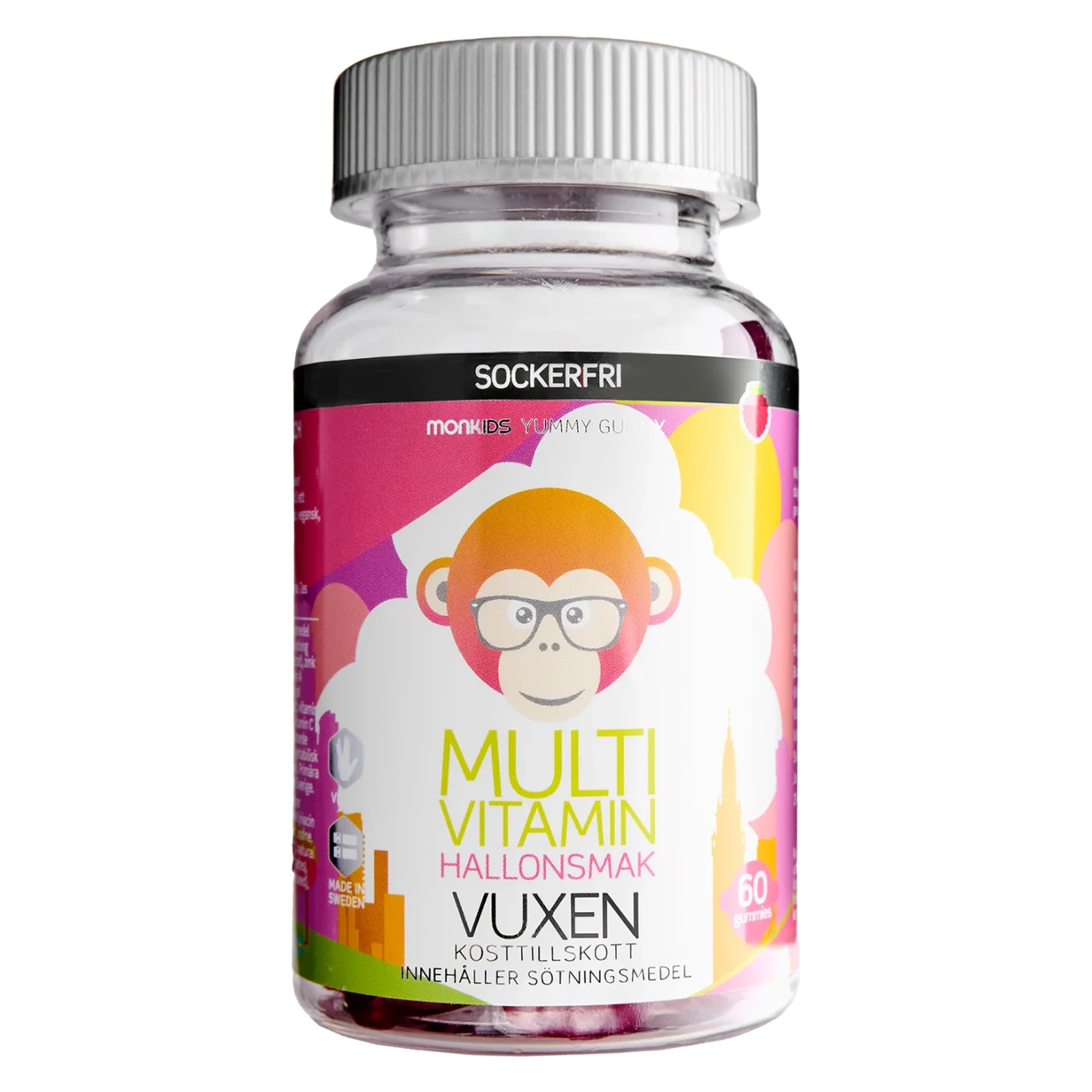 Monkids Multivitamin Sockerfri Vuxen Hallon 60 st Monkids