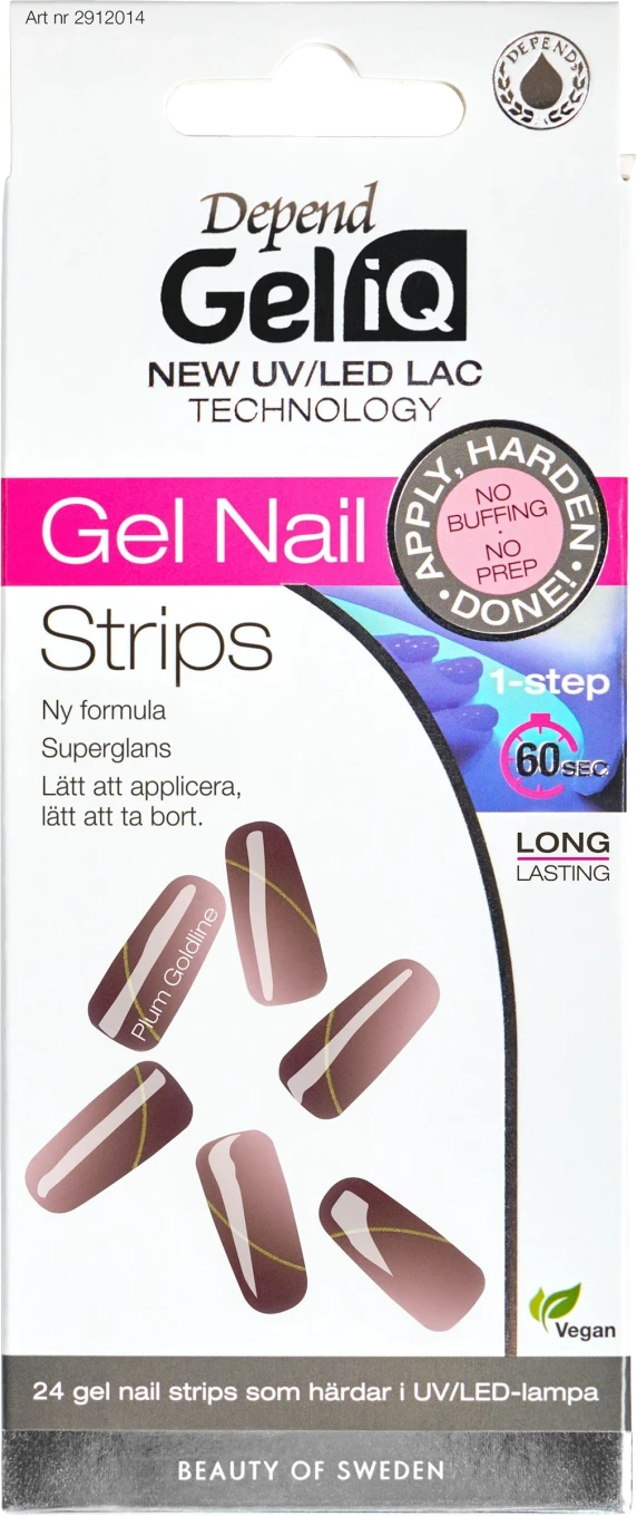 Depend Gel iQ Gel Nail Strips 24 st Plum Goldline Depend