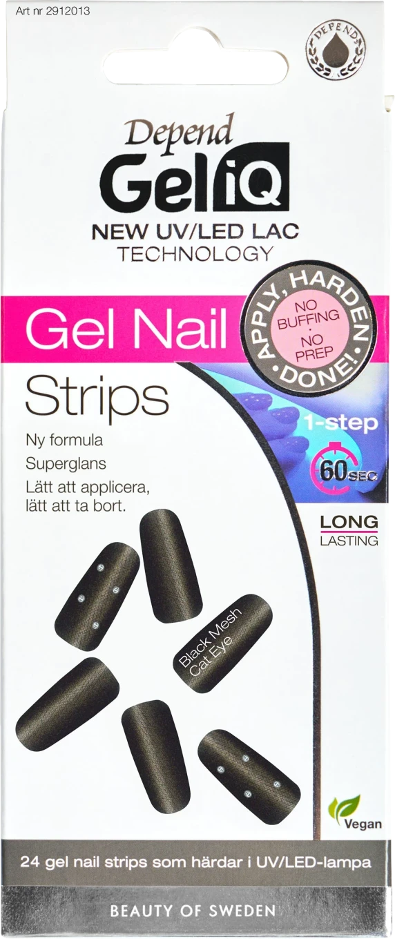 Depend Gel iQ Gel Nail Strips 24 st Black Mesh Cat Eye Depend