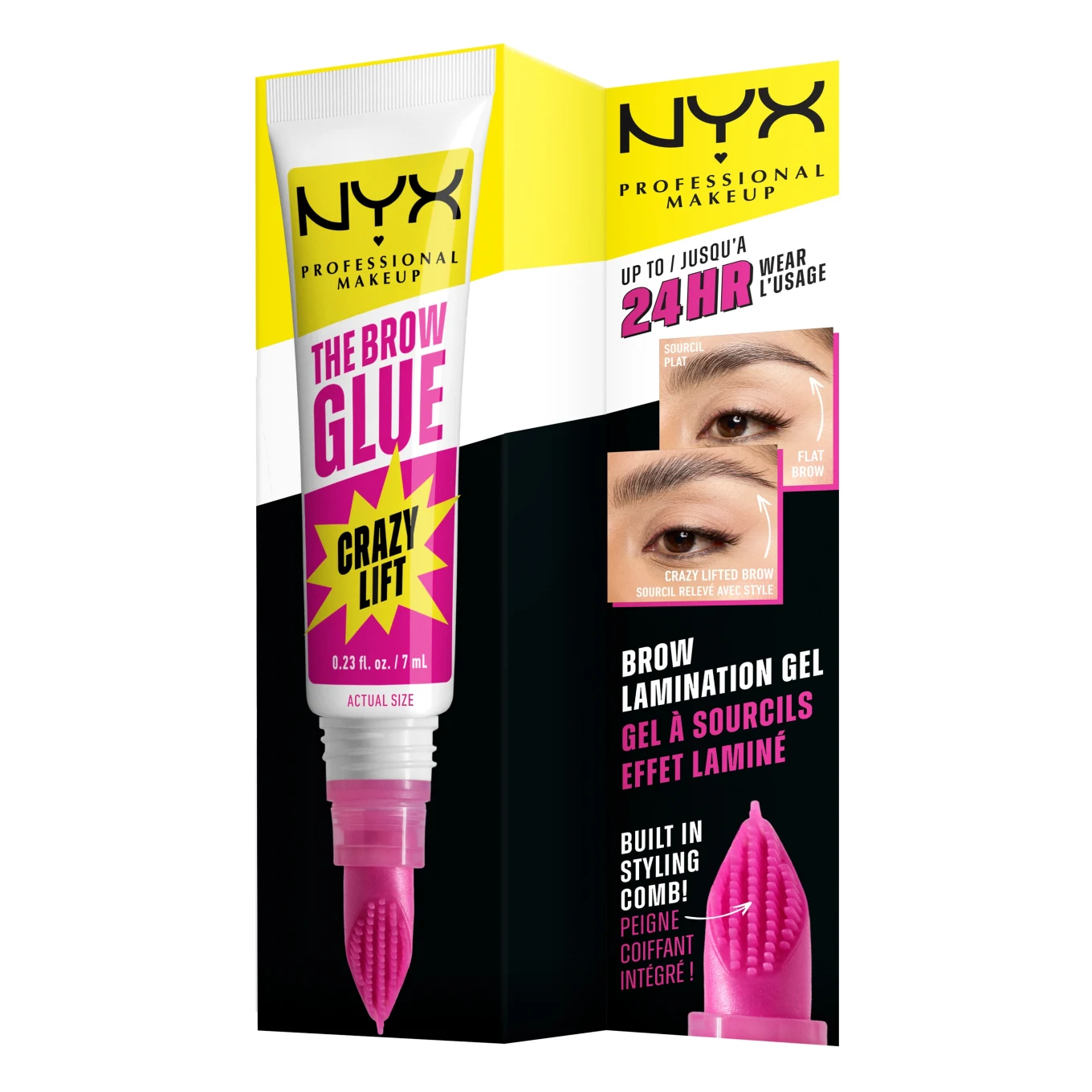 NYX Professional Makeup The Brow Glue Crazy Lift 01 Transparent 7 ml Maybelline New York