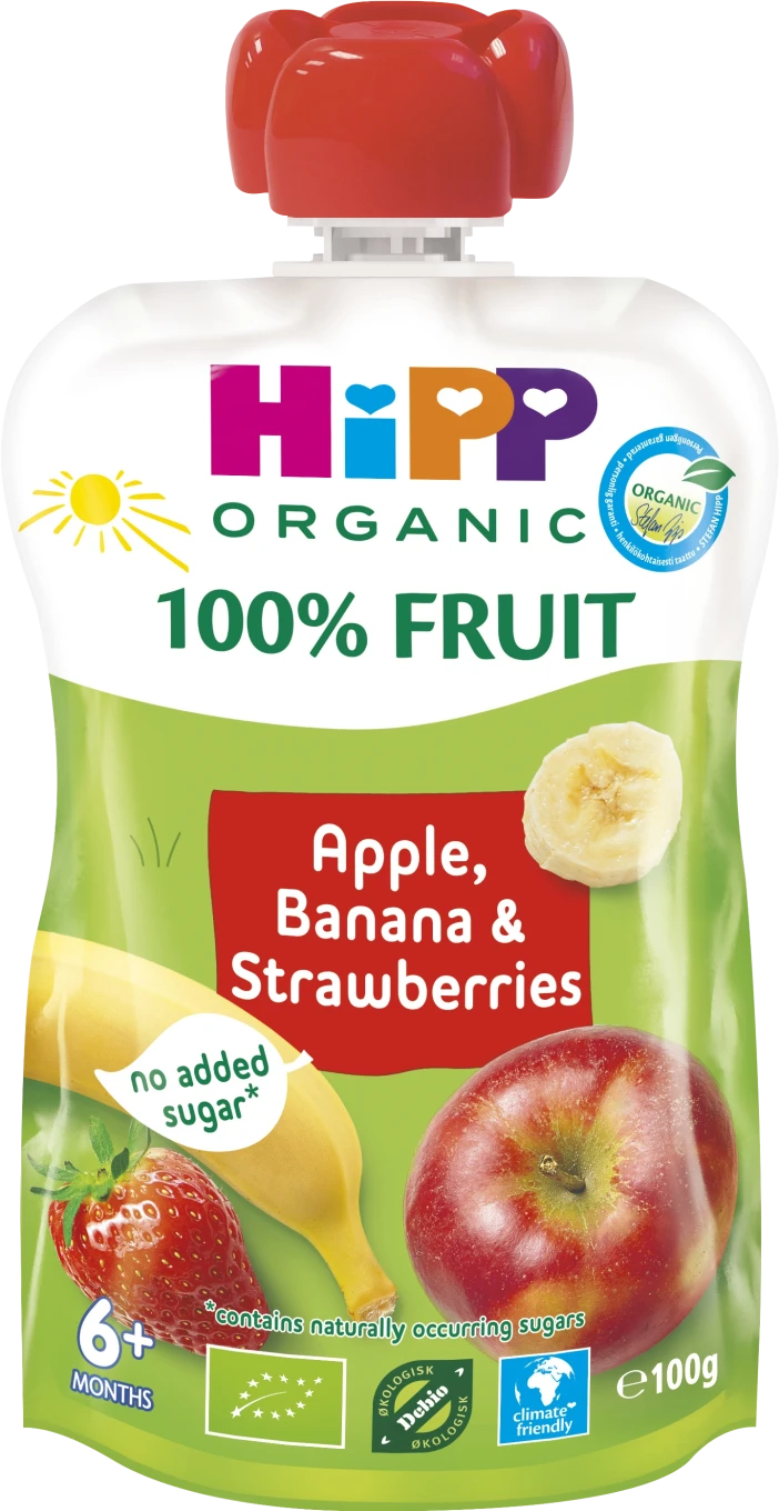 HiPP Klämmis Äpple, banan & jordgubb 6 mån 100g HIPP