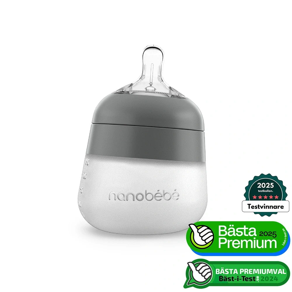 Nanobébé Flexy Silikonflaska Anti-kolik 150 ml Grå Nanobébé