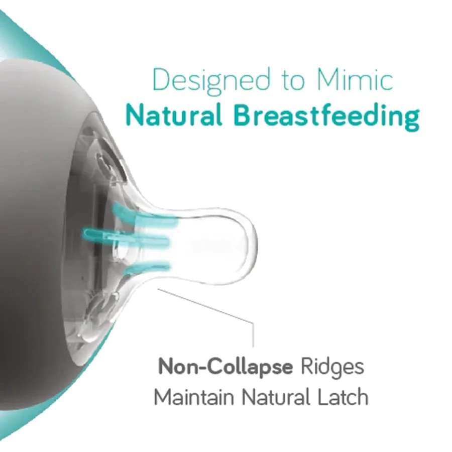 Nanobébé Flexy Silikonflaska Anti-kolik 150 ml Grå Nanobébé