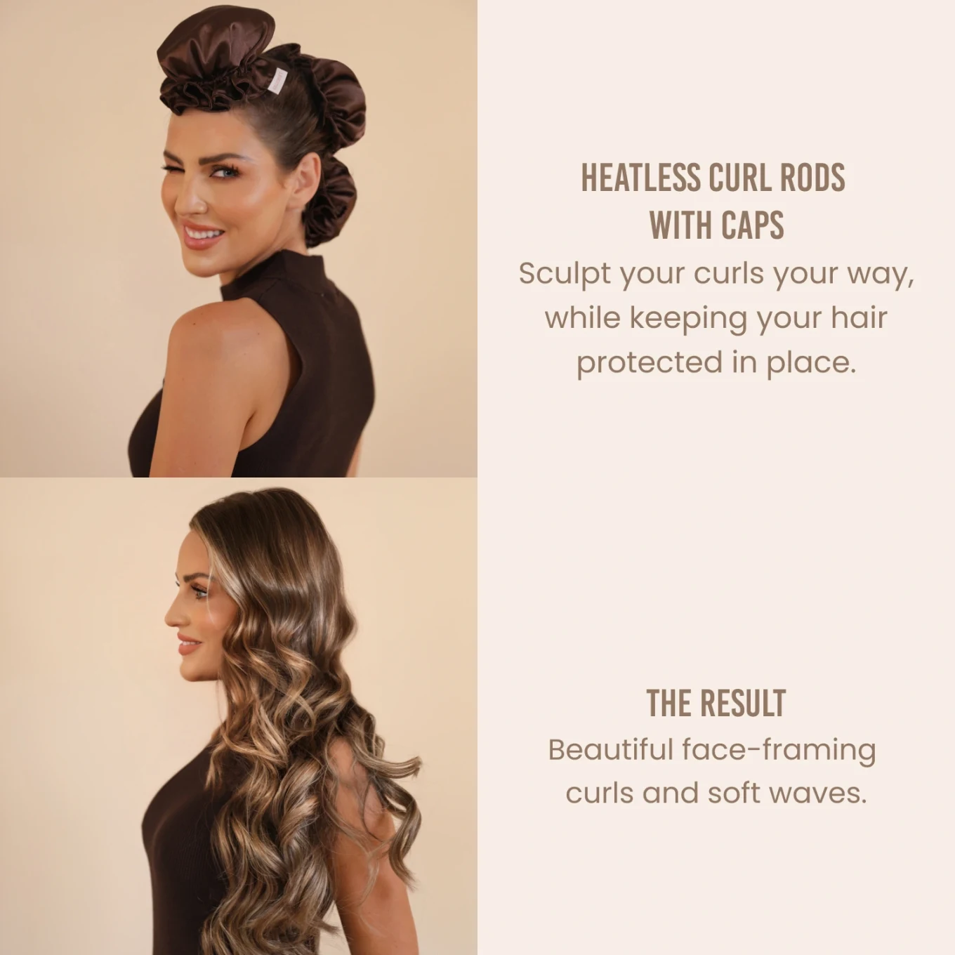 Lenoites Heatless Curling Rods with Caps 3-Pack Set Golden Sand Lenoites