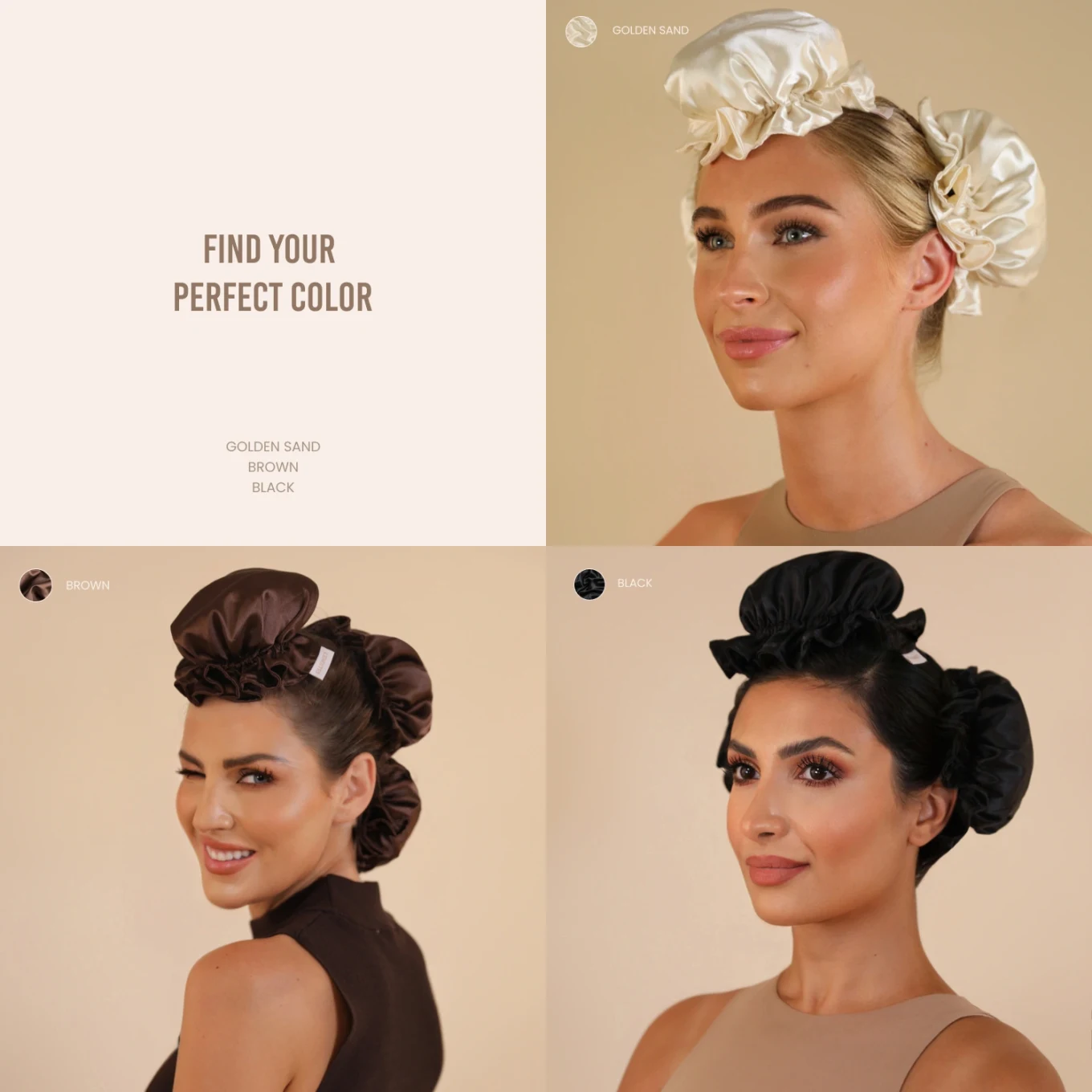 Lenoites Heatless Curling Rods with Caps 3-Pack Set Golden Sand Lenoites