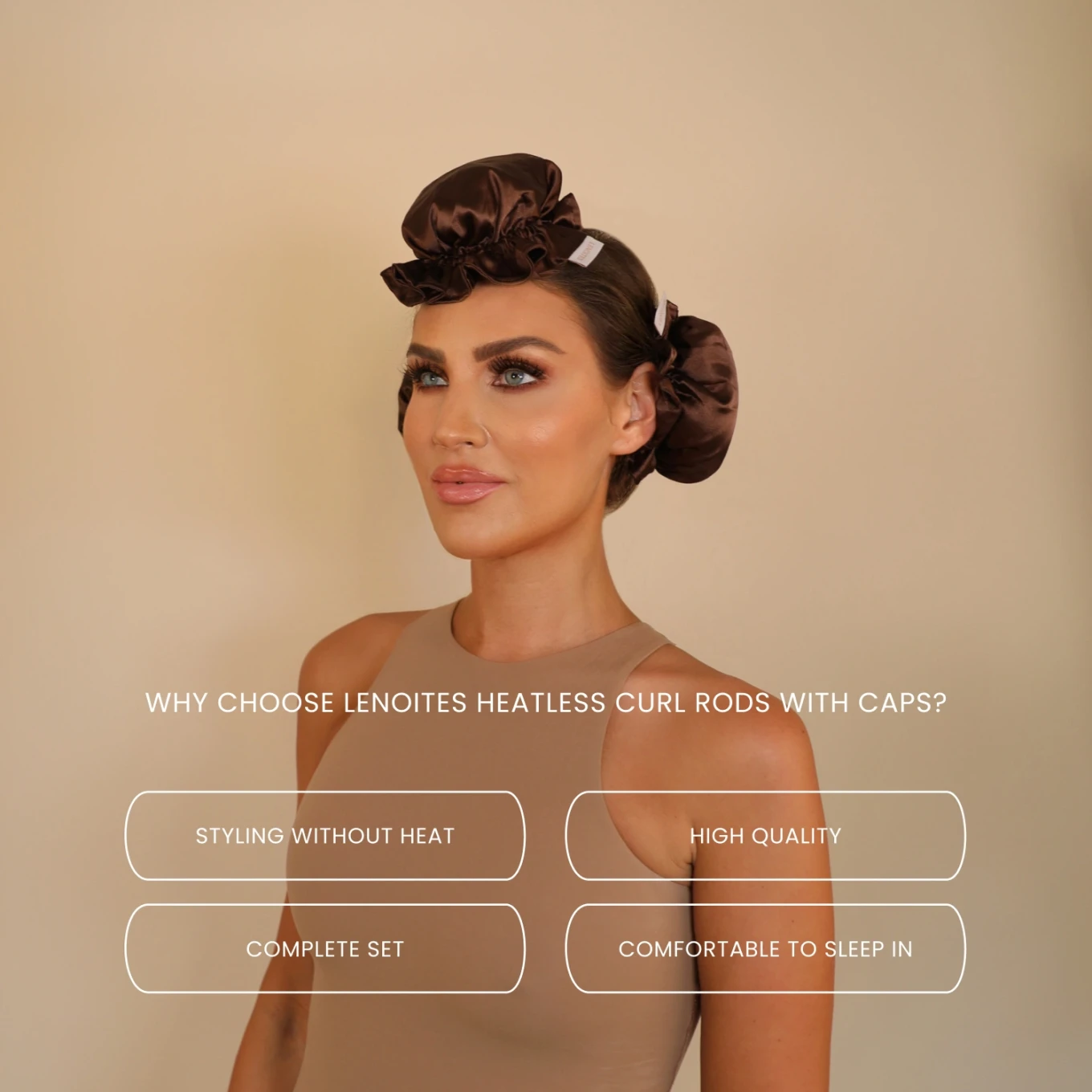 Lenoites Heatless Curling Rods with Caps 3-Pack Set Brown Lenoites