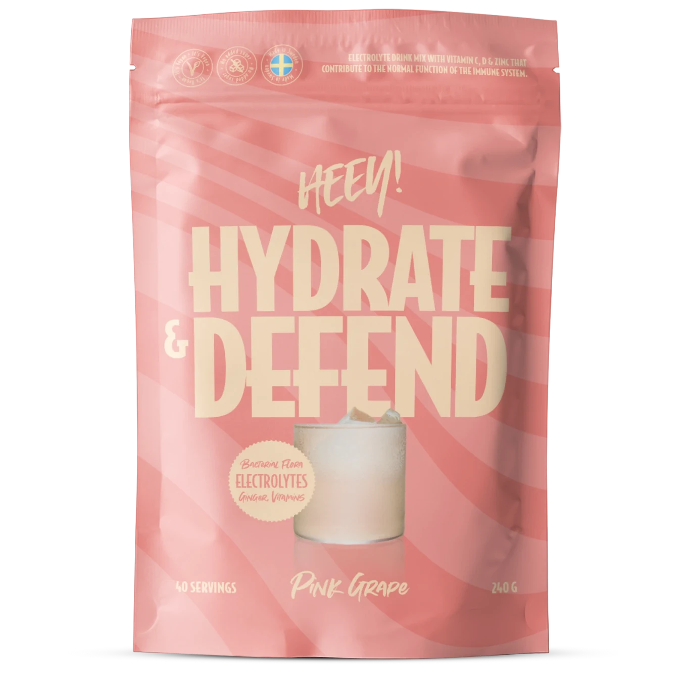 Heey! Hydrate & Defend Elektrolyter Rosa Grapefrukt 240 g Heey!