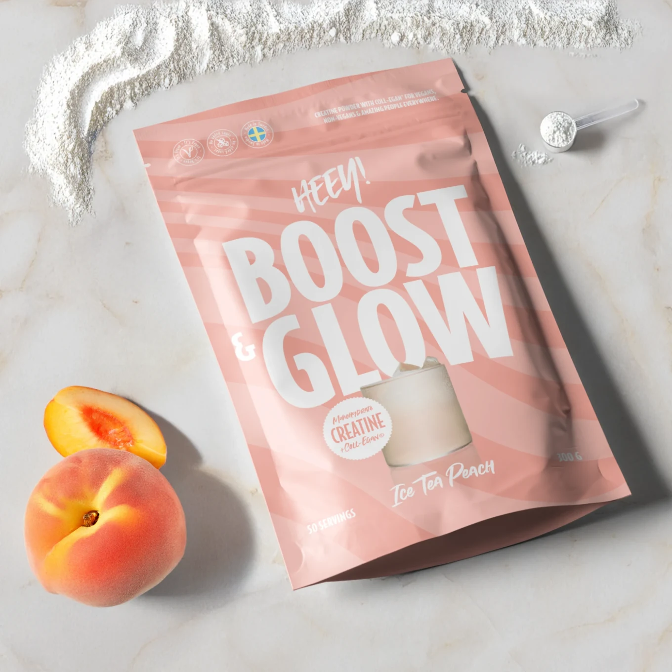 Heey! Boost & Glow Kreatin + Coll-egan® Ice Tea Persika 300 g Heey!